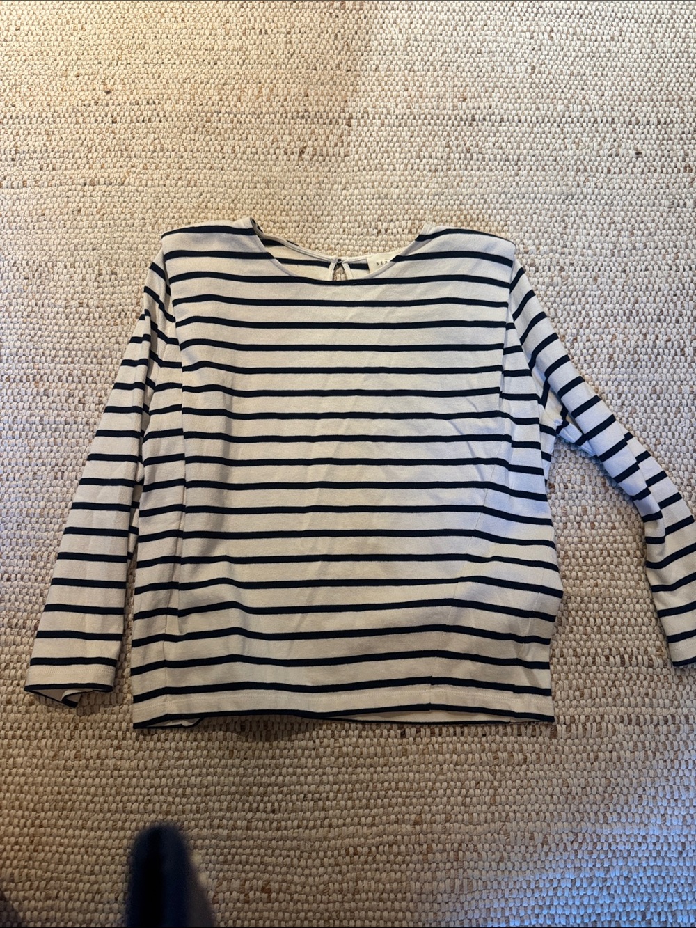 Sezane Breton-Stripe Long Sleeve Top - White & Navy